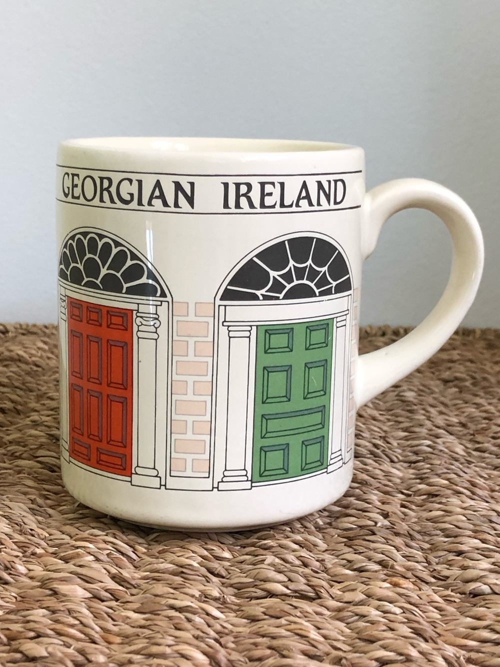 Vintage Irish Ceramic Mug with Colourful Front Door Design